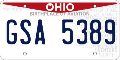 OH license plate GSA5389