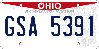 OH license plate GSA5391