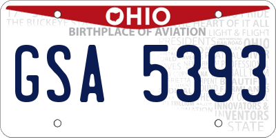 OH license plate GSA5393