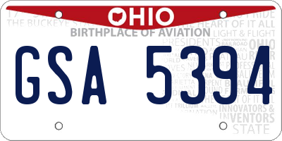 OH license plate GSA5394