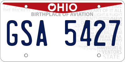 OH license plate GSA5427