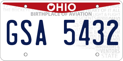 OH license plate GSA5432