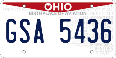 OH license plate GSA5436