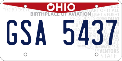 OH license plate GSA5437