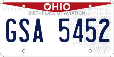 OH license plate GSA5452