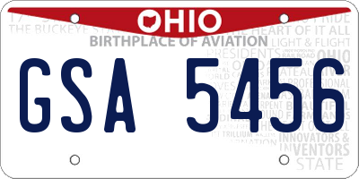 OH license plate GSA5456