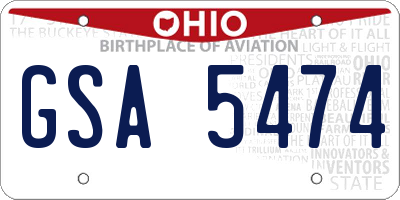 OH license plate GSA5474