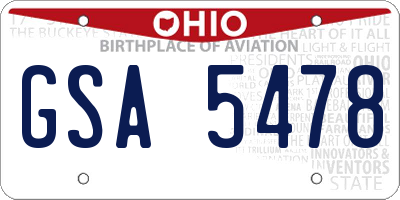 OH license plate GSA5478