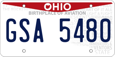 OH license plate GSA5480