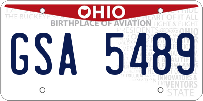 OH license plate GSA5489