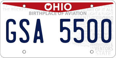 OH license plate GSA5500