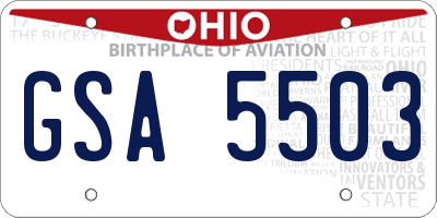 OH license plate GSA5503