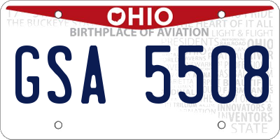 OH license plate GSA5508