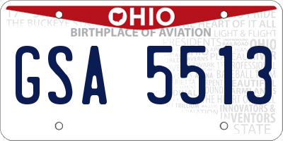 OH license plate GSA5513