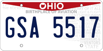 OH license plate GSA5517