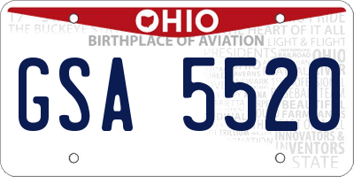 OH license plate GSA5520