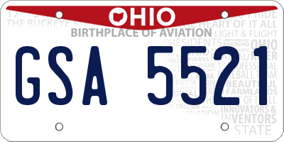 OH license plate GSA5521