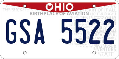 OH license plate GSA5522