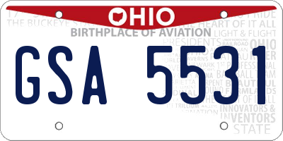 OH license plate GSA5531