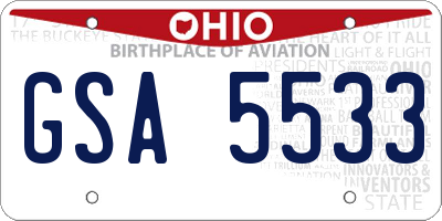 OH license plate GSA5533