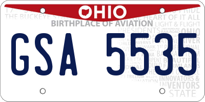 OH license plate GSA5535