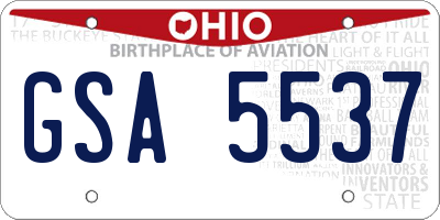 OH license plate GSA5537
