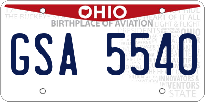 OH license plate GSA5540
