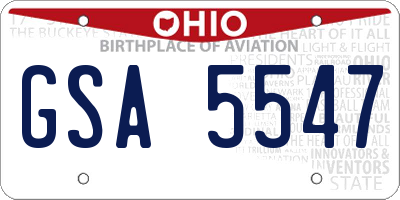 OH license plate GSA5547