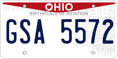 OH license plate GSA5572