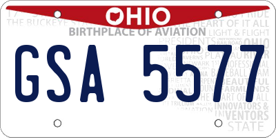 OH license plate GSA5577