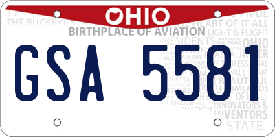 OH license plate GSA5581