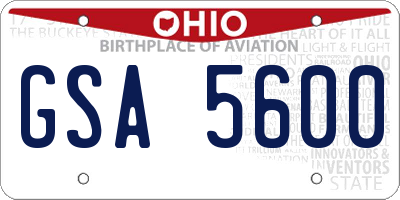 OH license plate GSA5600