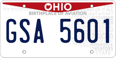 OH license plate GSA5601