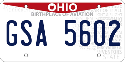 OH license plate GSA5602