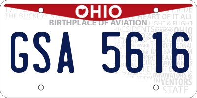 OH license plate GSA5616