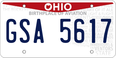 OH license plate GSA5617