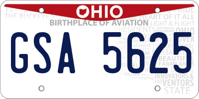 OH license plate GSA5625