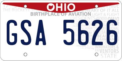 OH license plate GSA5626