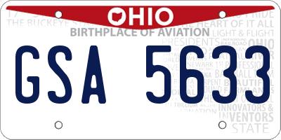 OH license plate GSA5633