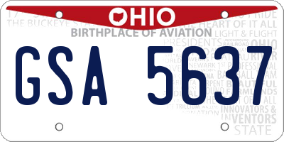 OH license plate GSA5637