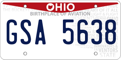 OH license plate GSA5638