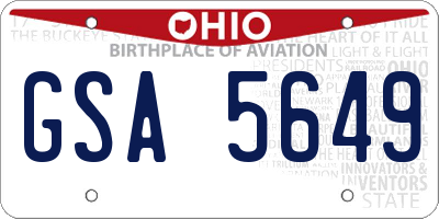 OH license plate GSA5649