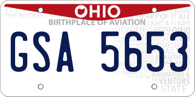 OH license plate GSA5653