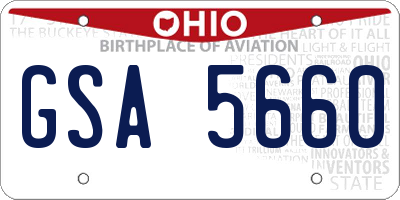 OH license plate GSA5660