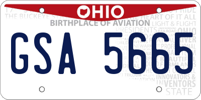 OH license plate GSA5665