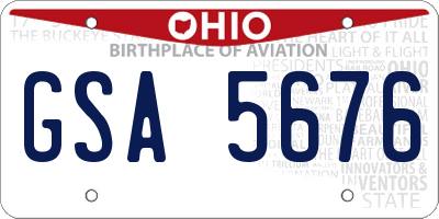 OH license plate GSA5676