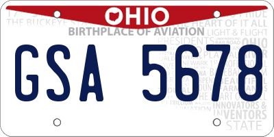 OH license plate GSA5678