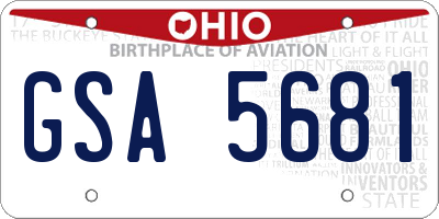 OH license plate GSA5681