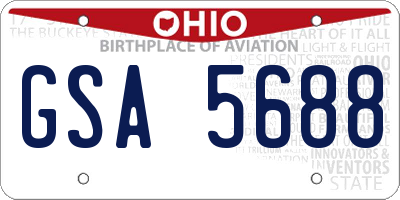 OH license plate GSA5688
