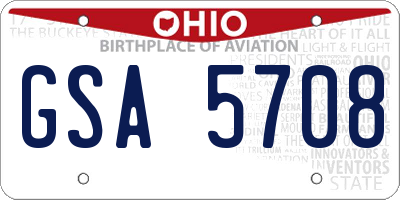 OH license plate GSA5708